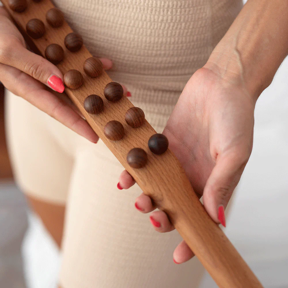 Bâton de massage en bois pour drainage lymphatique et détente - Image 9