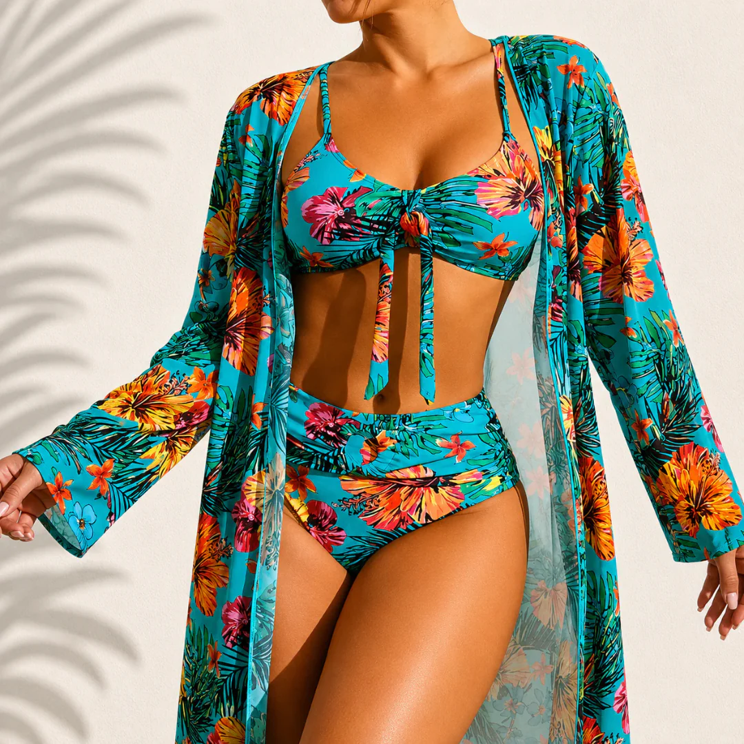 Bikini 3 Pièces Floral Femme Élégant et Confortable - Image 4