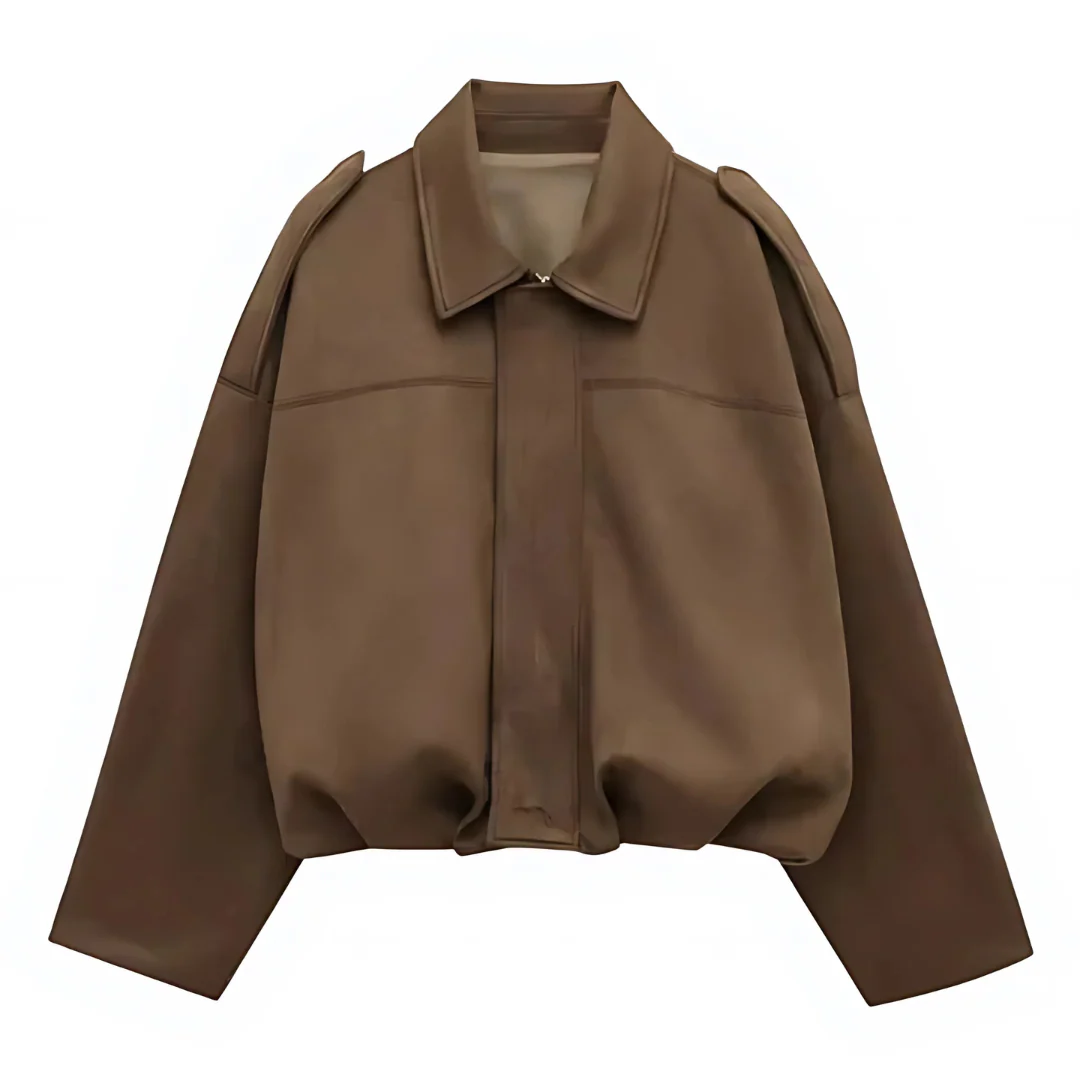 Blouson bomber stylé aspect suédine - Image 3