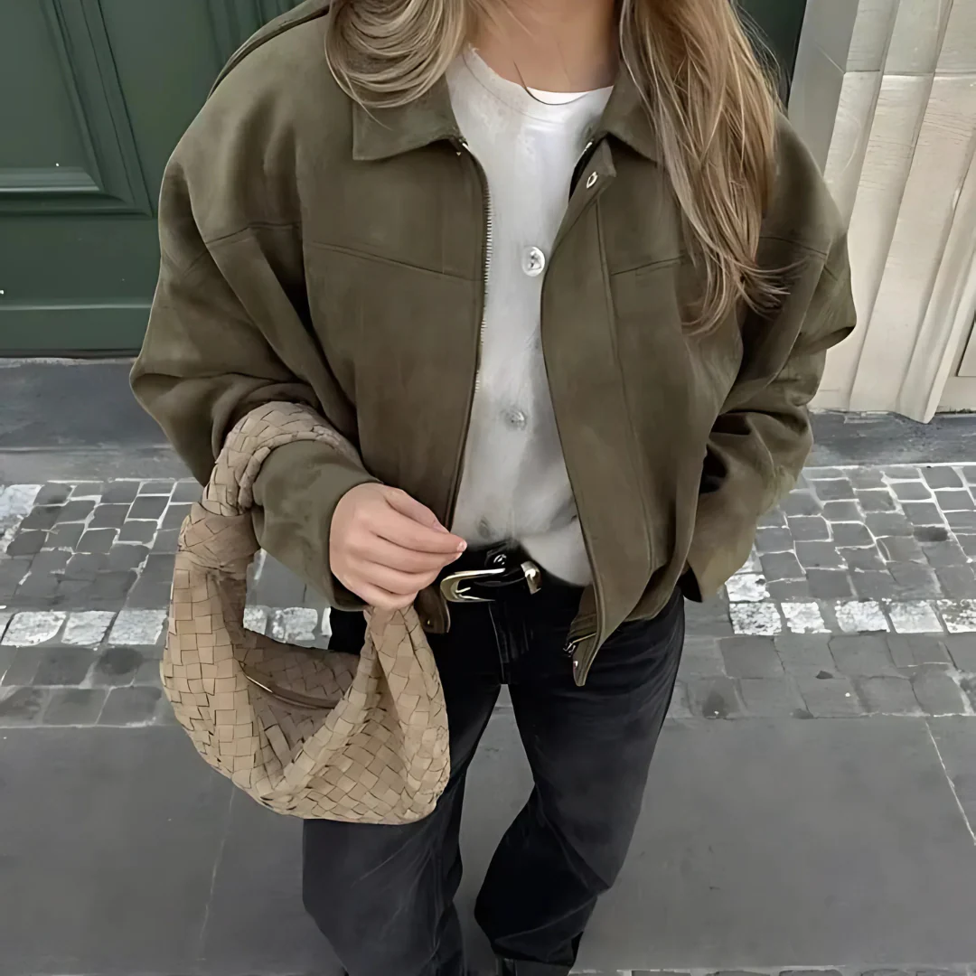 Blouson bomber stylé aspect suédine - Image 5