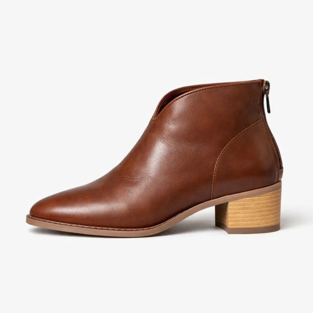 Bottines en cuir avec talon bloc et fermeture éclair - Image 5