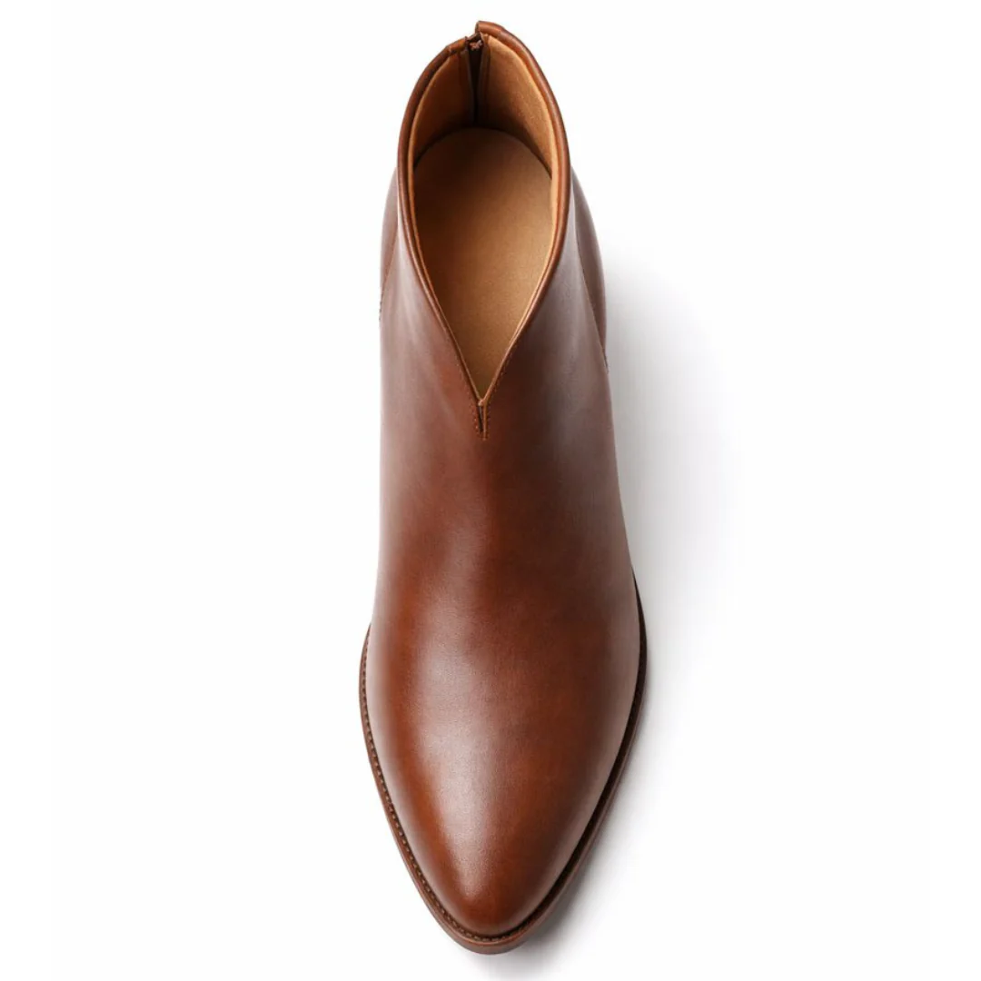 Bottines en cuir avec talon bloc et fermeture éclair - Image 6