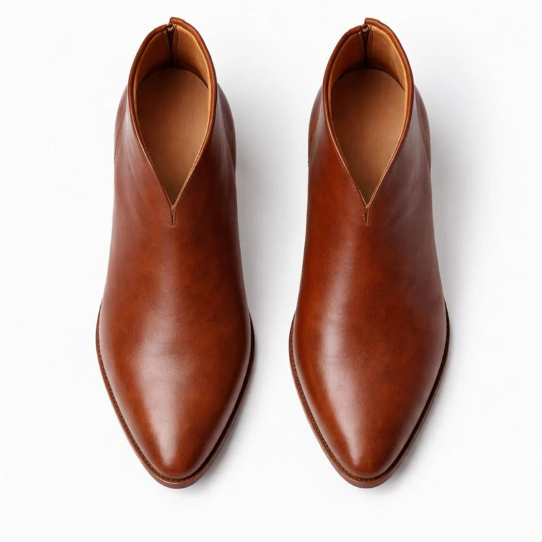 Bottines en cuir avec talon bloc et fermeture éclair - Image 7