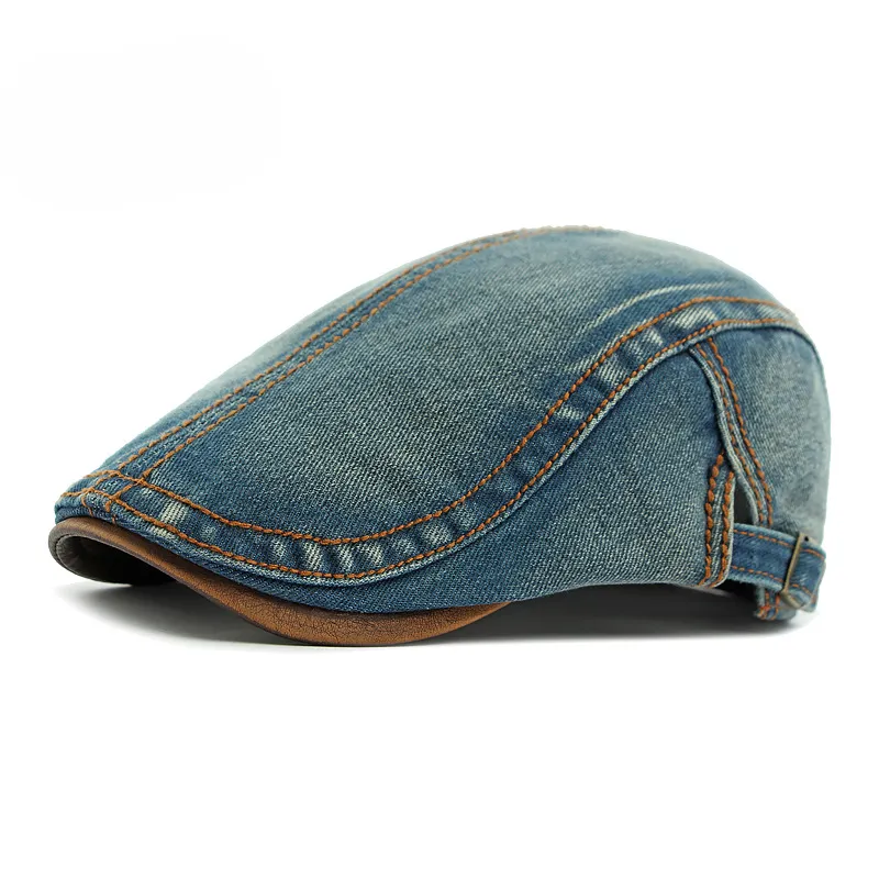 Casquette plate en denim pour homme - Image 3