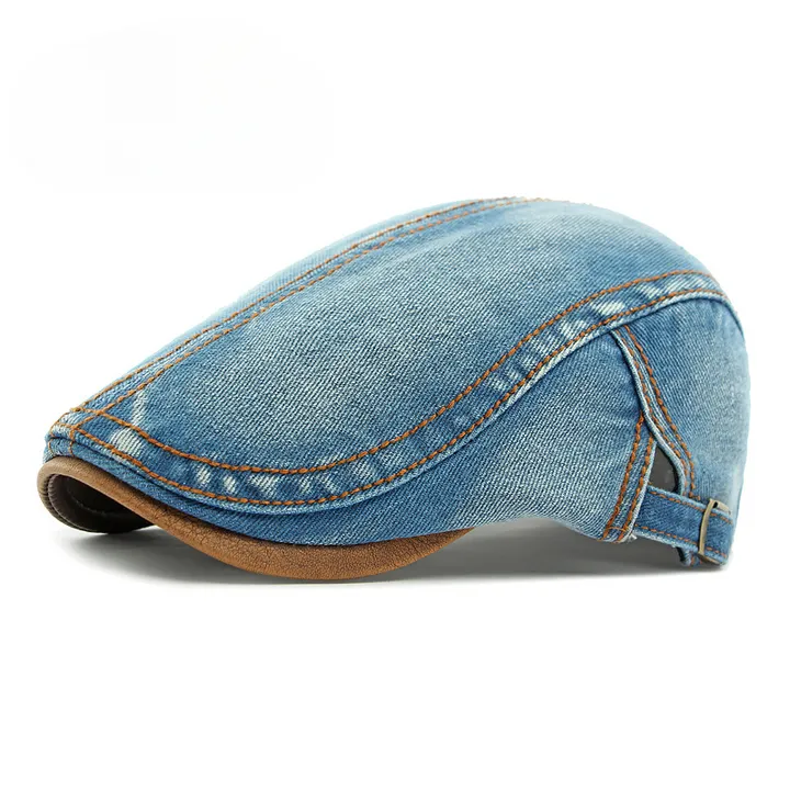 Casquette plate en denim pour homme - Image 4