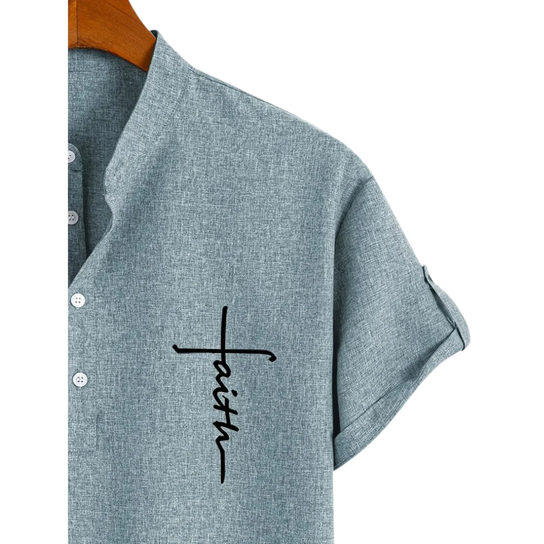 Chemise élégante à manches courtes et col montant - Image 7
