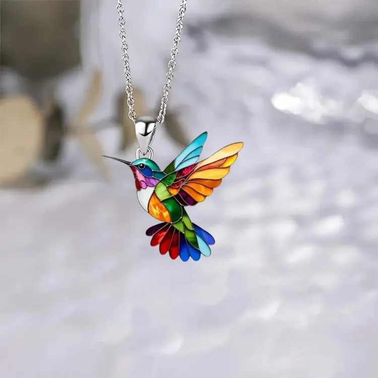 Élégant collier pendentif colibri coloré - Image 4