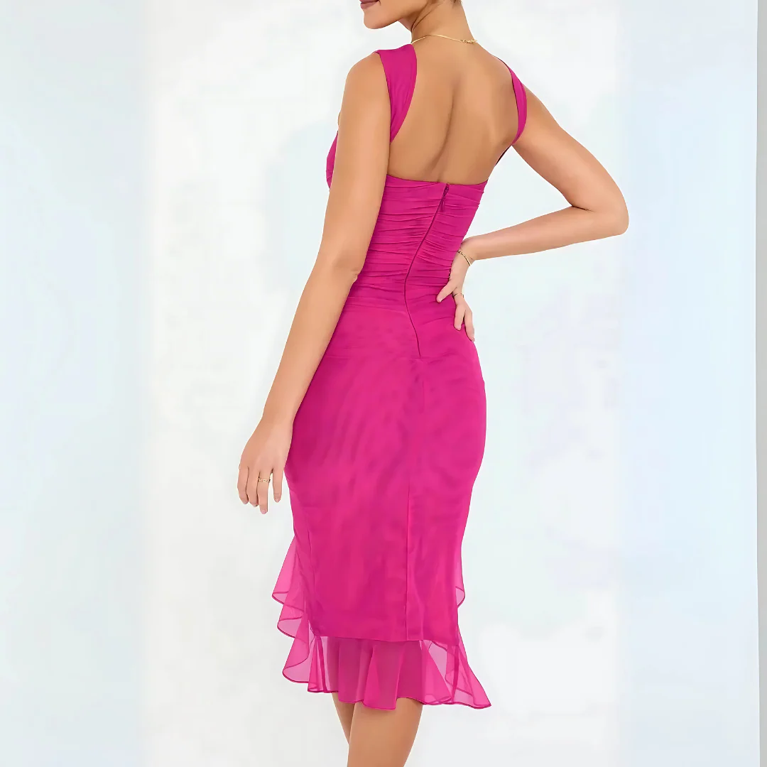 Élégante robe midi à volants pour occasions spéciales - Image 7