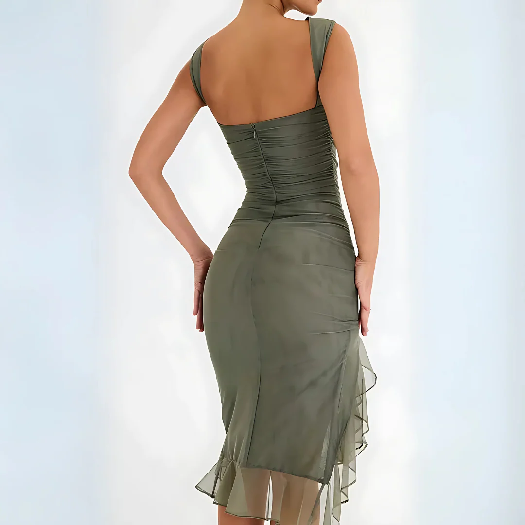 Élégante robe midi à volants pour occasions spéciales - Image 8