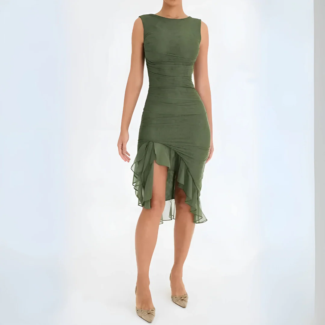 Élégante robe midi à volants pour occasions spéciales - Image 9