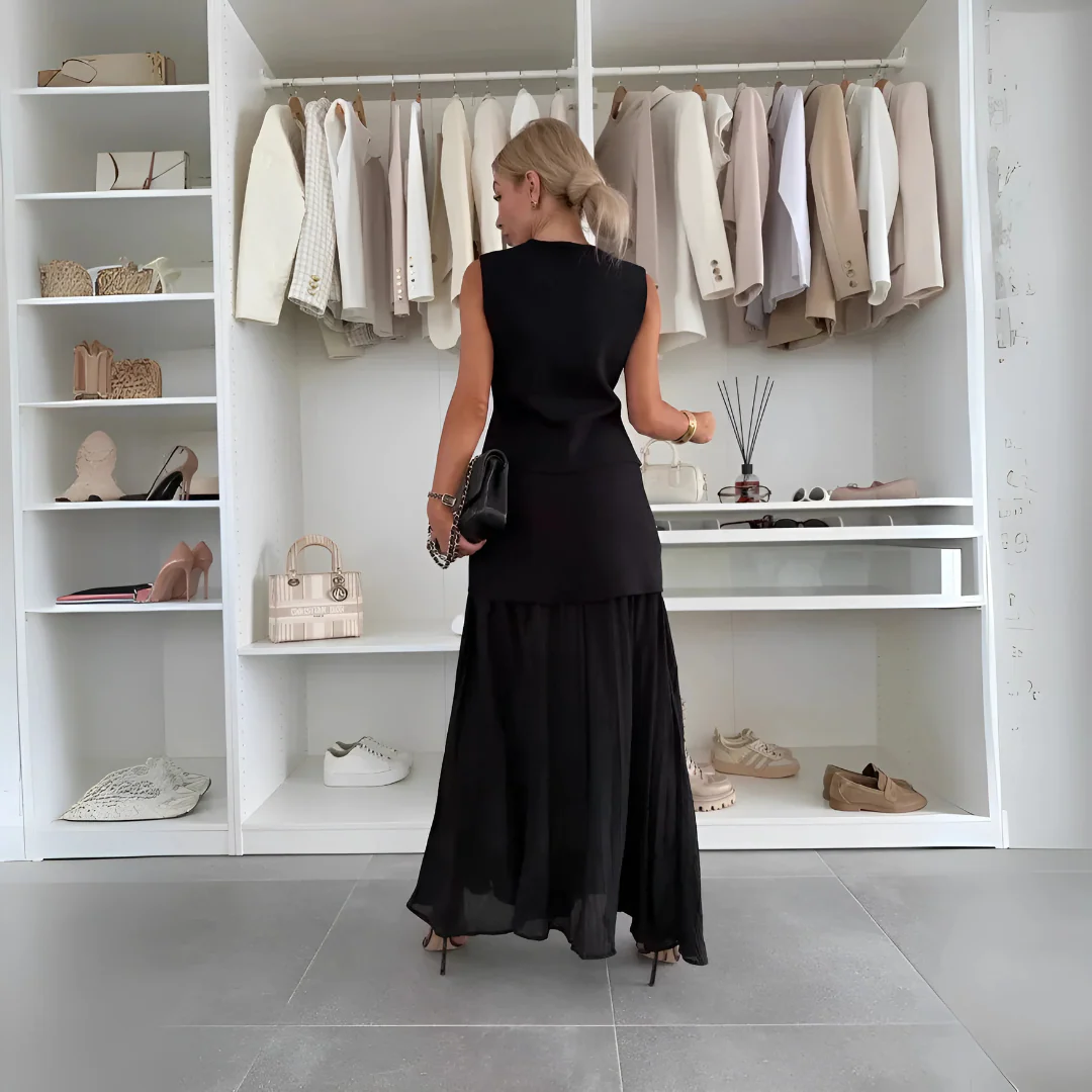 Ensemble chic jupe plissée et gilet sans manches - Image 5