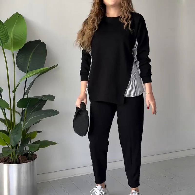 Ensemble détente 2 pièces à blocs de couleurs pour femmes - Image 5