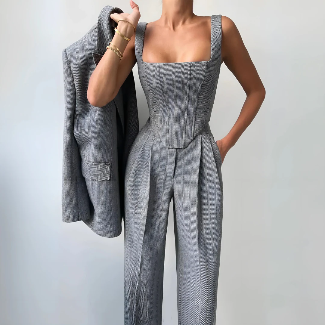 Ensemble élégant 3 pièces pour femme avec blazer et pantalon - Image 5