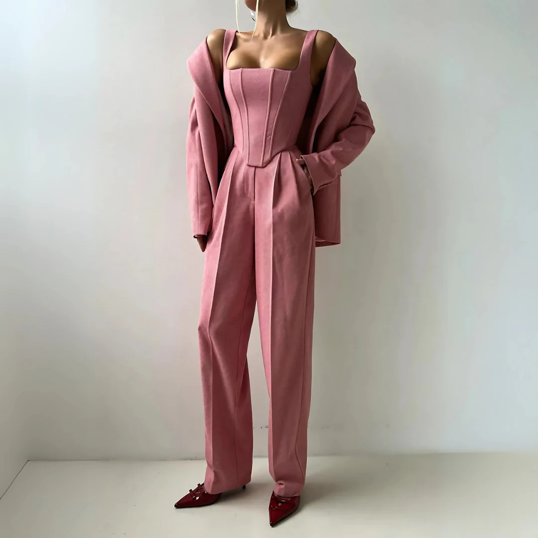 Ensemble élégant 3 pièces pour femme avec blazer et pantalon - Image 6