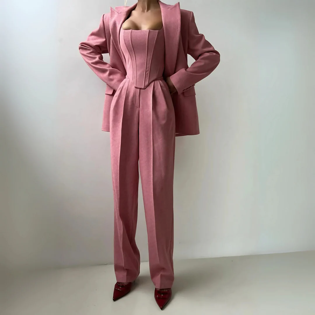 Ensemble élégant 3 pièces pour femme avec blazer et pantalon - Image 8