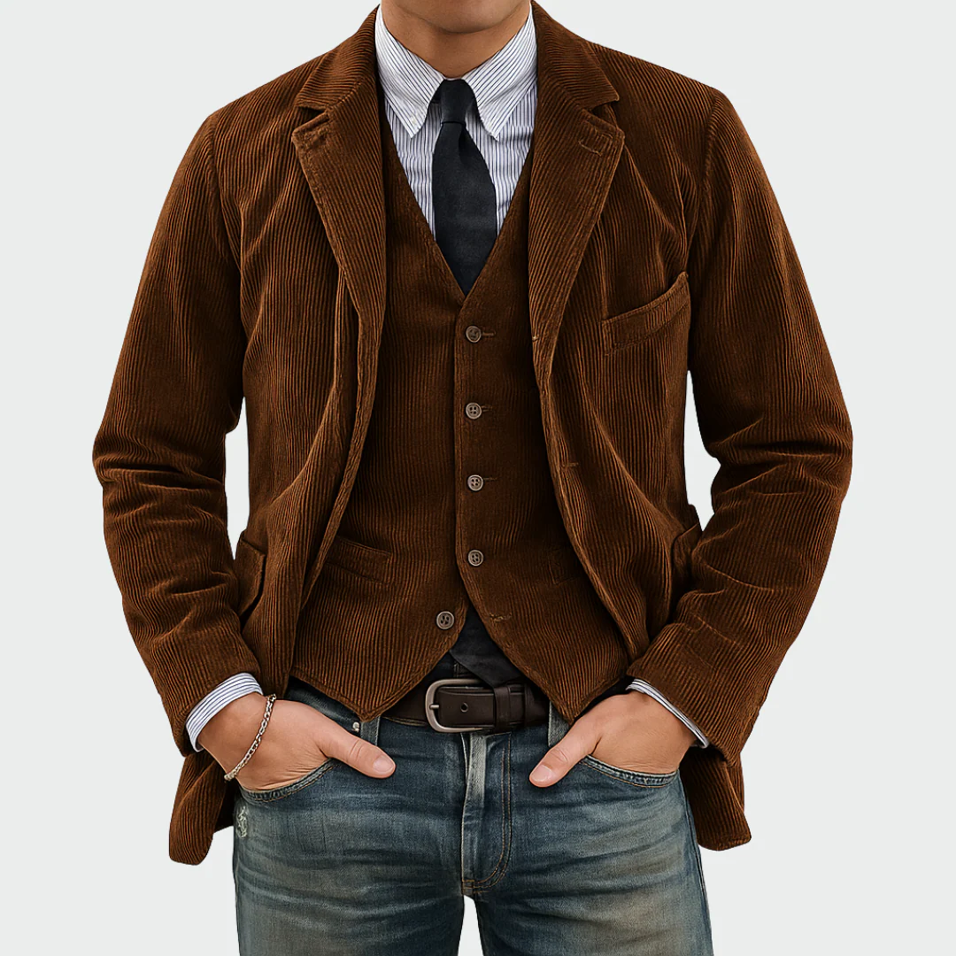 Ensemble veste et gilet en velours pour homme - Image 3