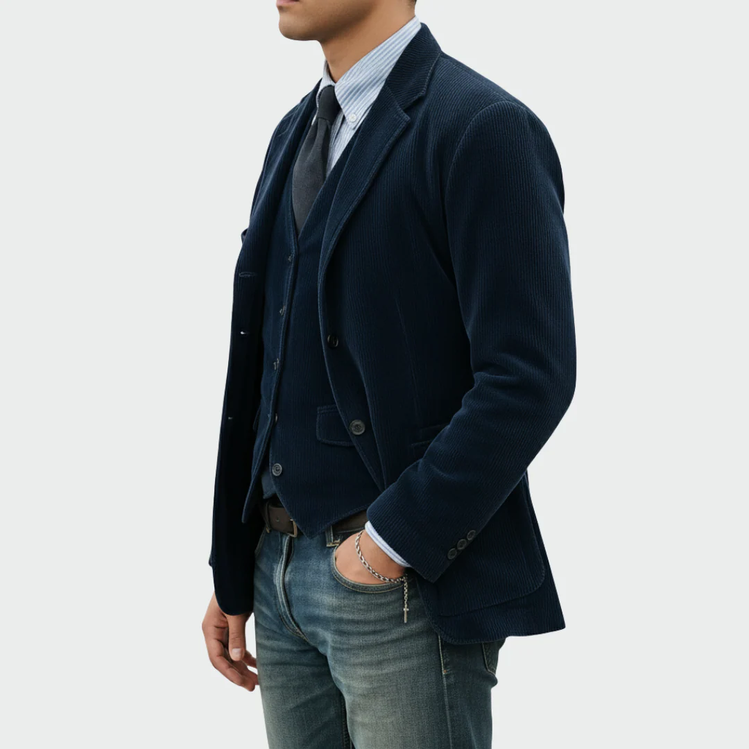 Ensemble veste et gilet en velours pour homme - Image 5