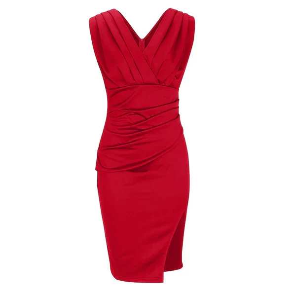Fresia | Robe cintrée avec décolleté en V et fente - Image 11