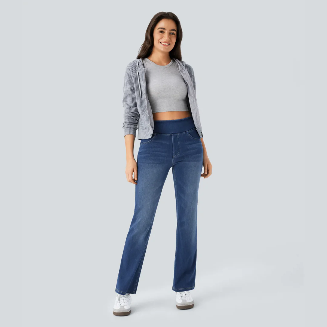 Jean Bootcut Taille Haute Extensible à Poches Multiples - Image 10