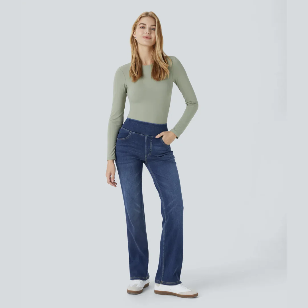 Jean Bootcut Taille Haute Extensible à Poches Multiples - Image 11