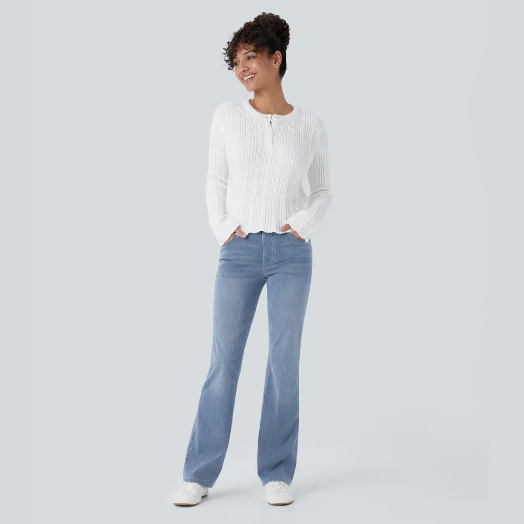 Jean Bootcut Taille Haute Extensible à Poches Multiples - Image 16