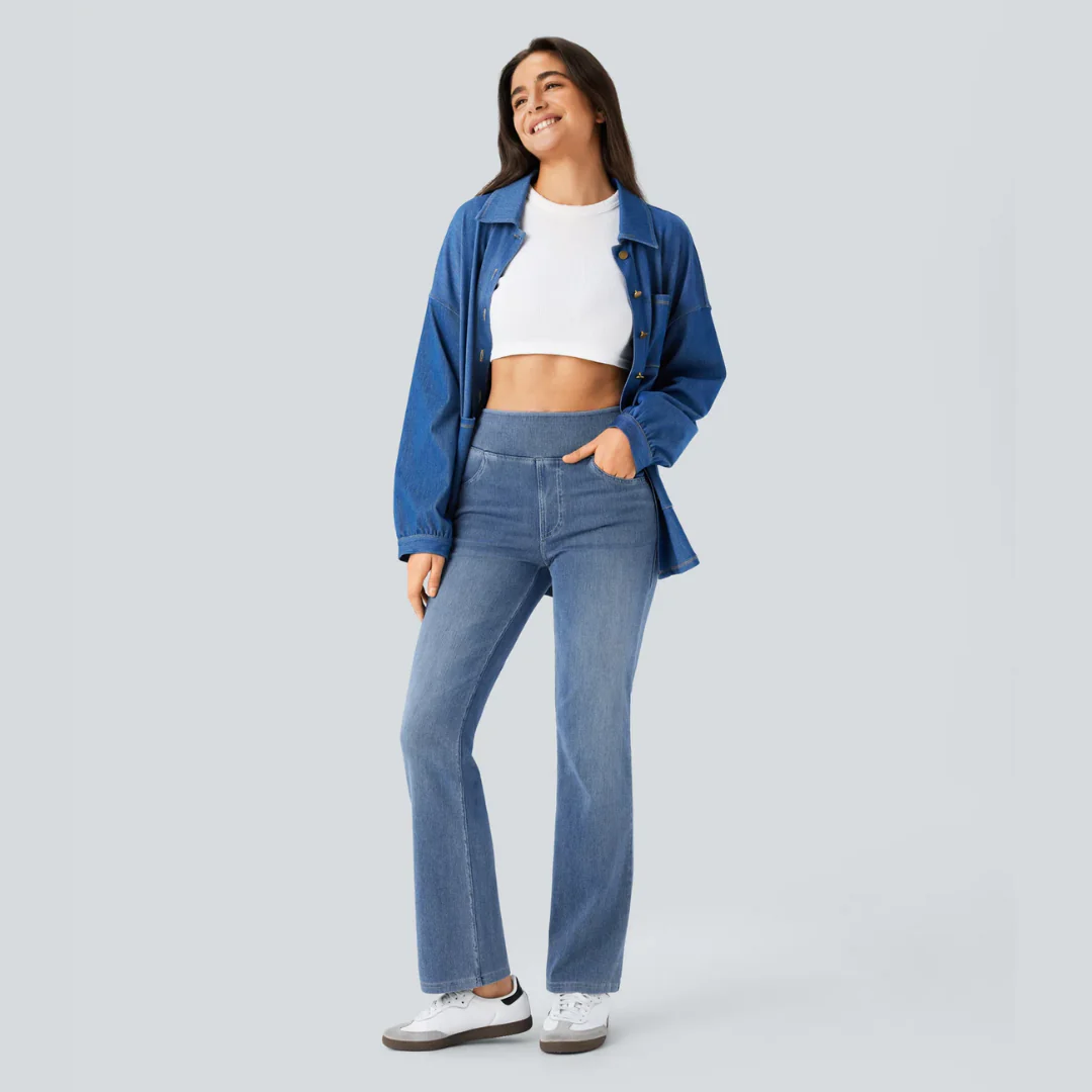 Jean Bootcut Taille Haute Extensible à Poches Multiples - Image 17
