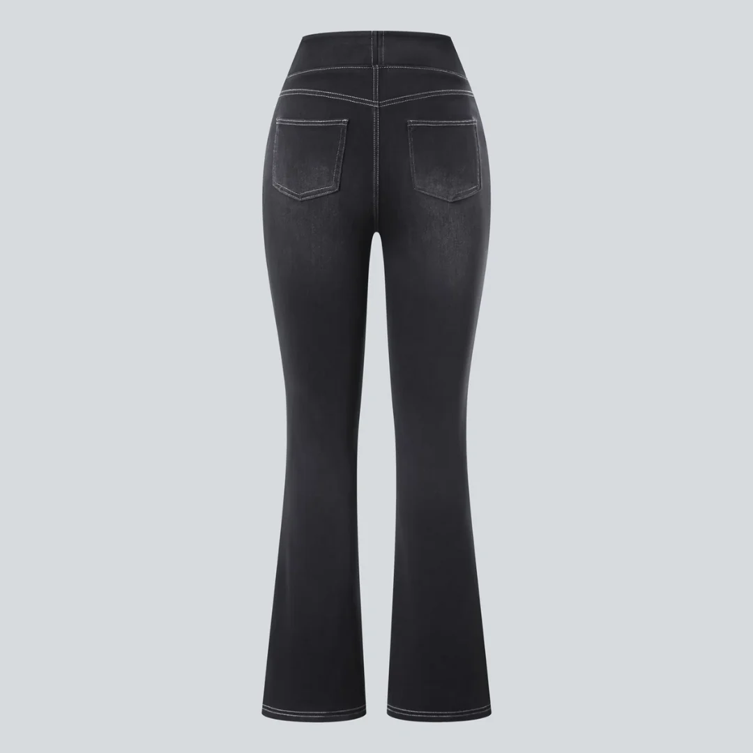 Jean Bootcut Taille Haute Extensible à Poches Multiples - Image 2