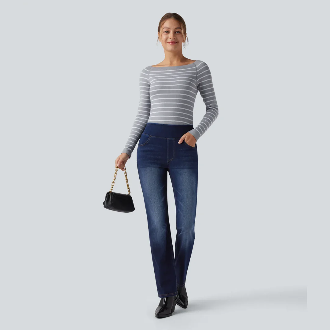 Jean Bootcut Taille Haute Extensible à Poches Multiples - Image 21