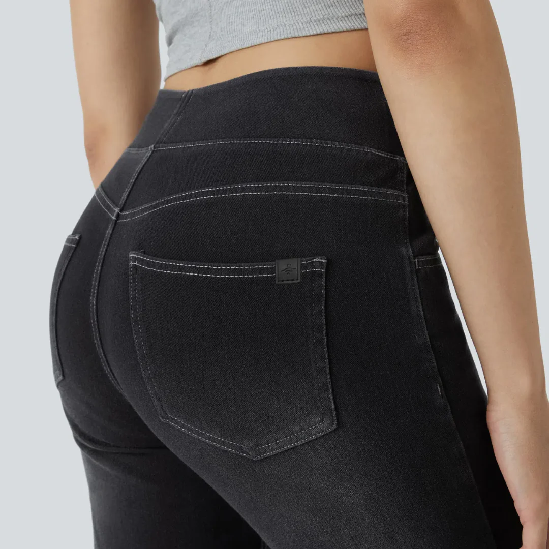 Jean Bootcut Taille Haute Extensible à Poches Multiples - Image 3