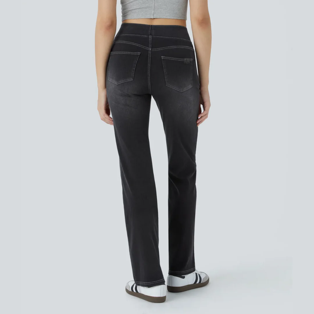 Jean Bootcut Taille Haute Extensible à Poches Multiples - Image 4