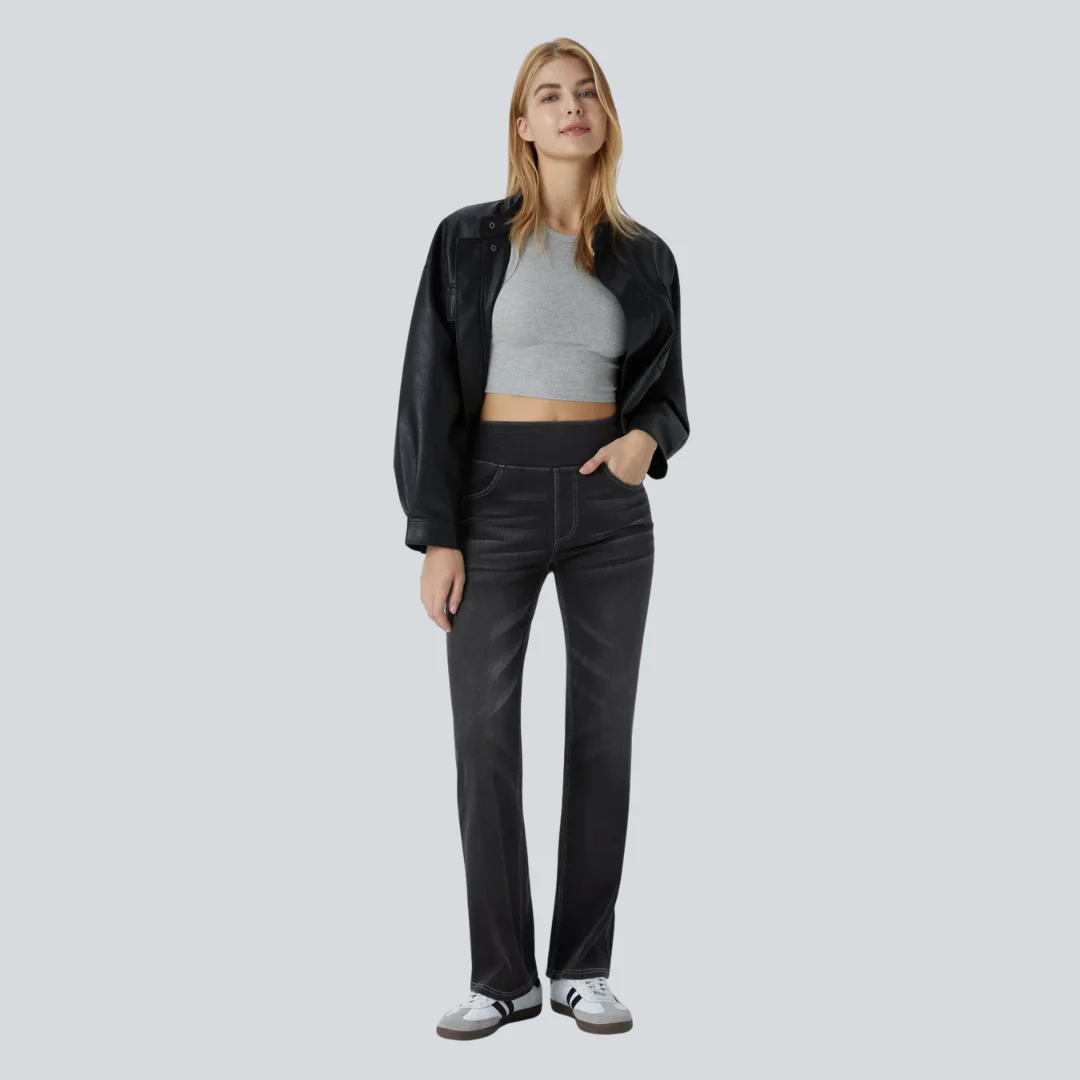 Jean Bootcut Taille Haute Extensible à Poches Multiples - Image 9