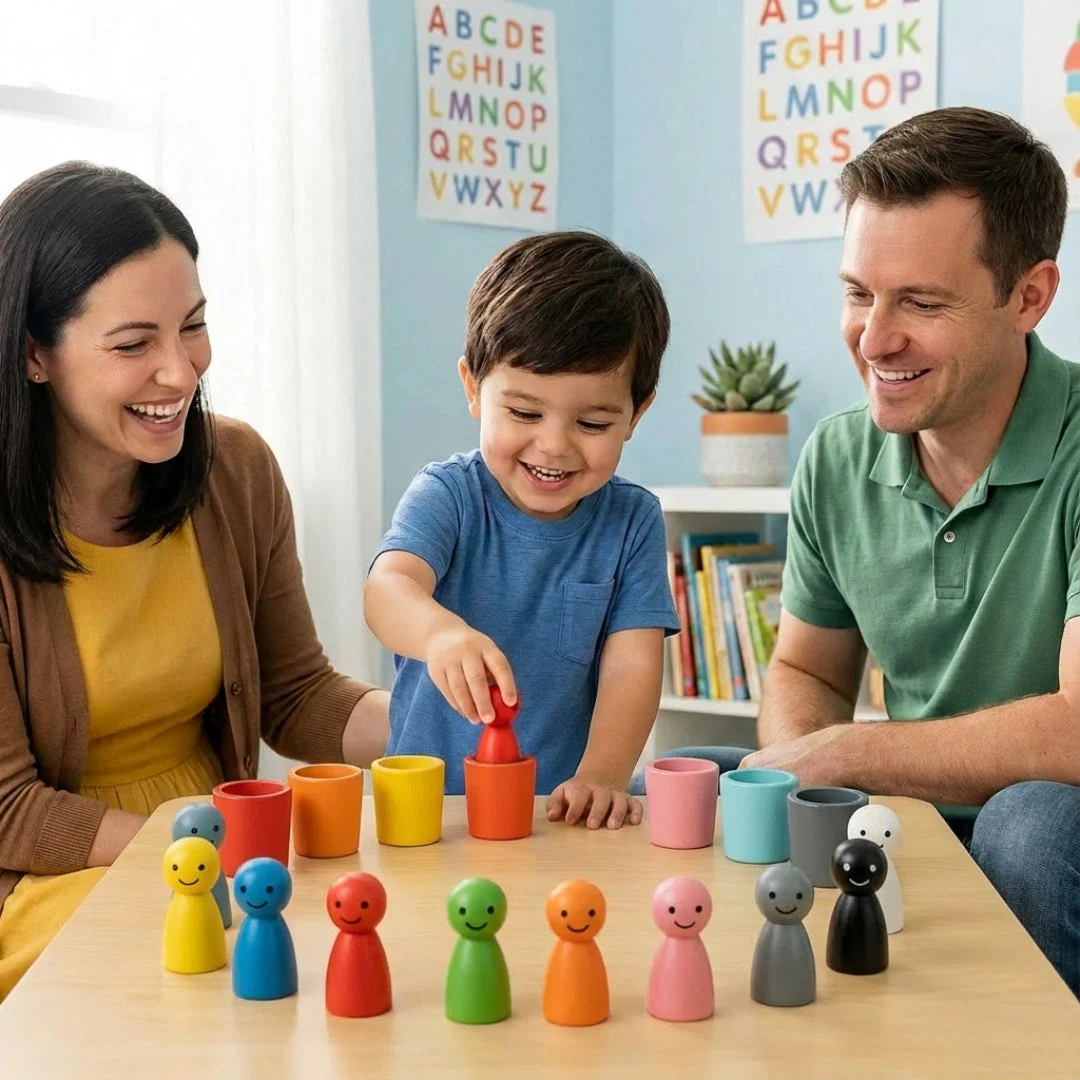 Jeu éducatif de tri des couleurs en bois pour enfants