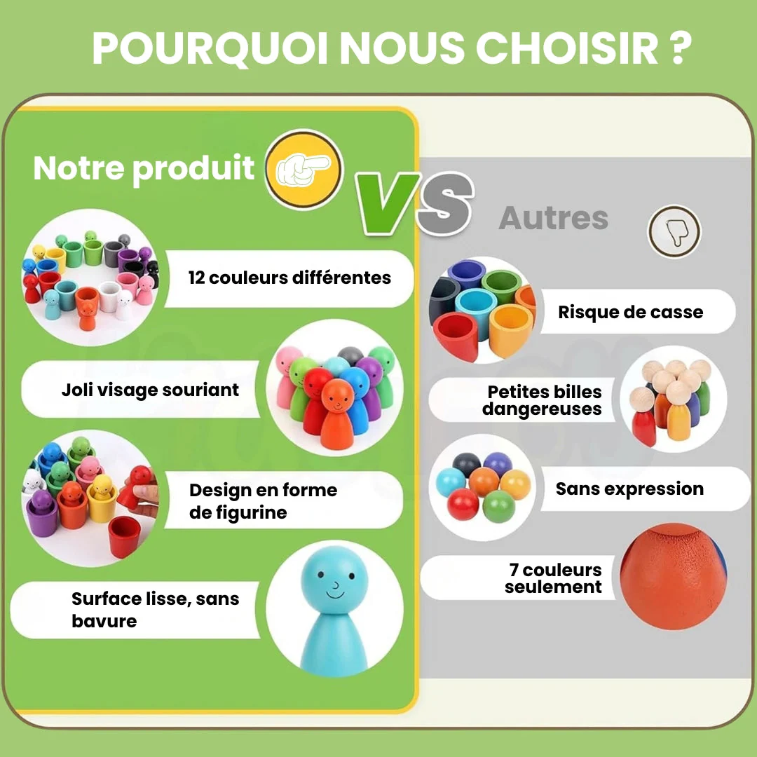 Jeu éducatif de tri des couleurs en bois pour enfants - Image 4
