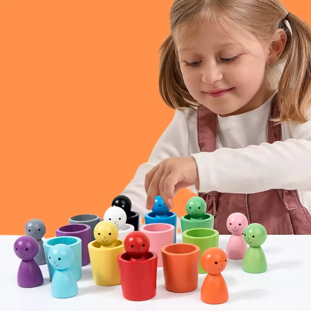 Jeu éducatif de tri des couleurs en bois pour enfants - Image 5