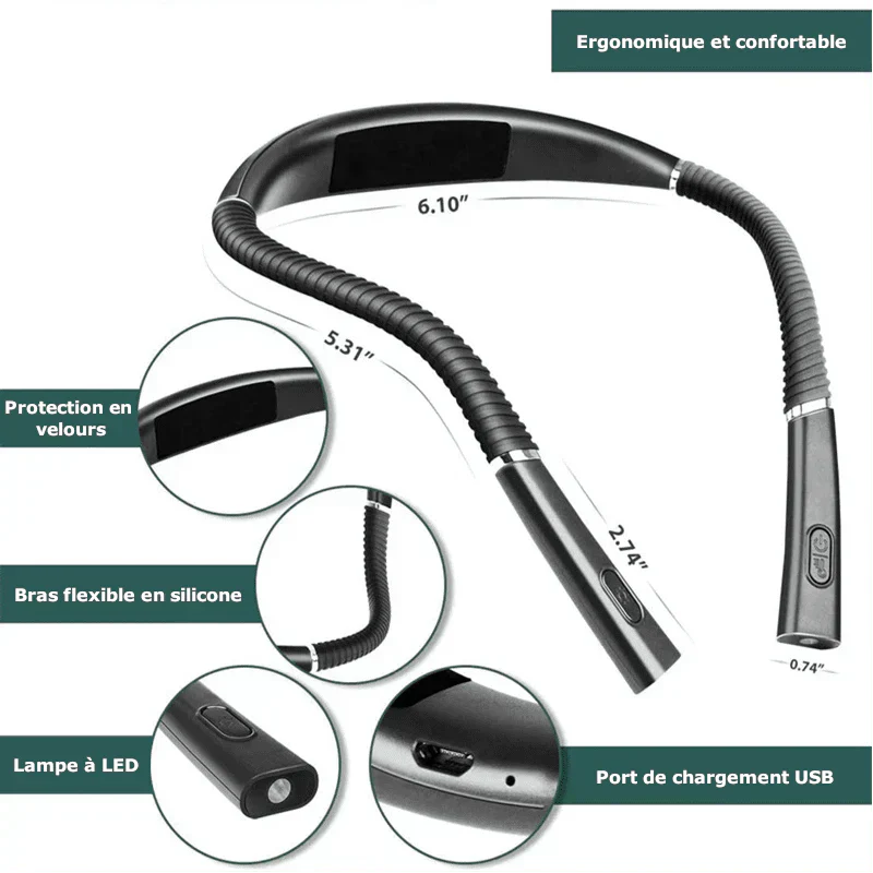 Lampe de lecture à cou flexible - Rechargeable - Image 6