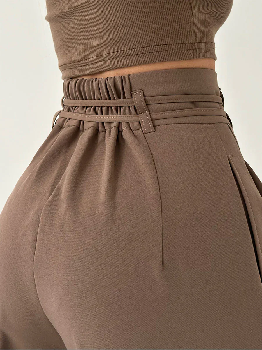 Lina | Pantalon large élégant avec taille haute et détail ceinture - Image 8