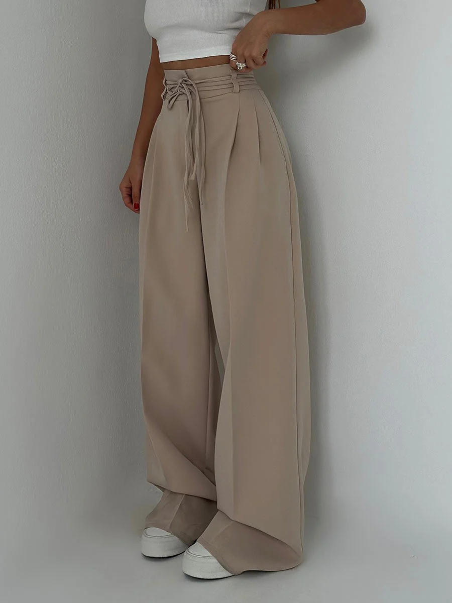 Lina | Pantalon large élégant à taille haute avec détail ceinture - Image 2