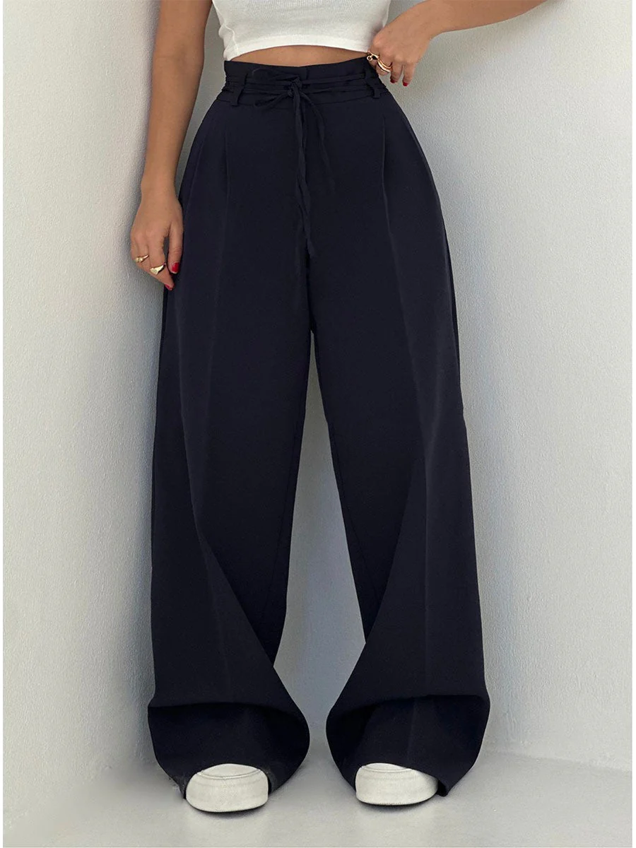 Lina | Pantalon large élégant à taille haute avec détail ceinture - Image 3