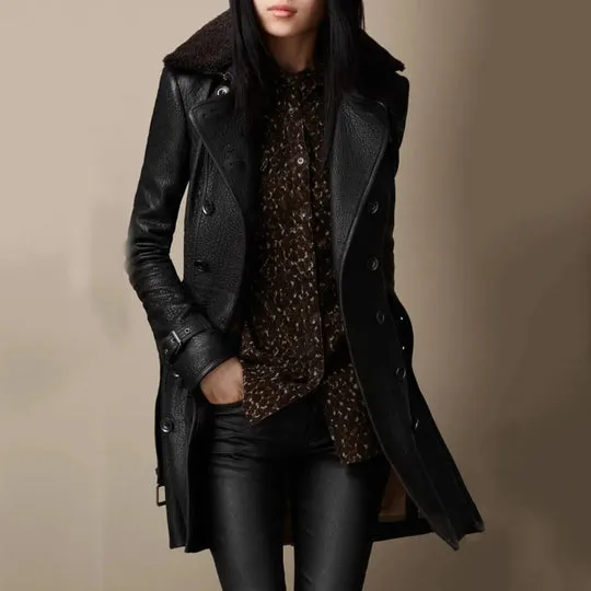 Manteau en cuir élégant pour femme - Image 2