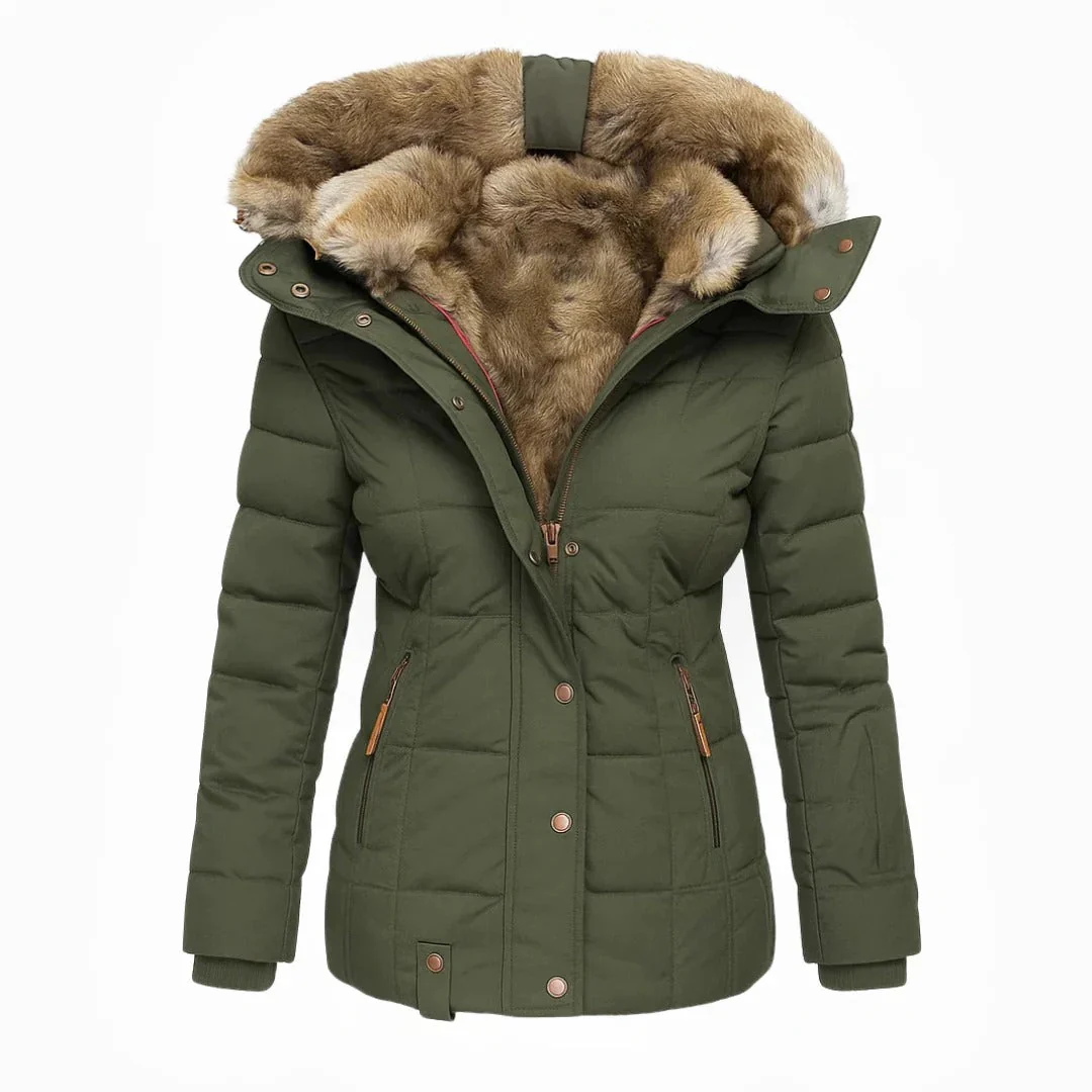 Manteau d’hiver femme élégant avec col en fausse fourrure - Image 5