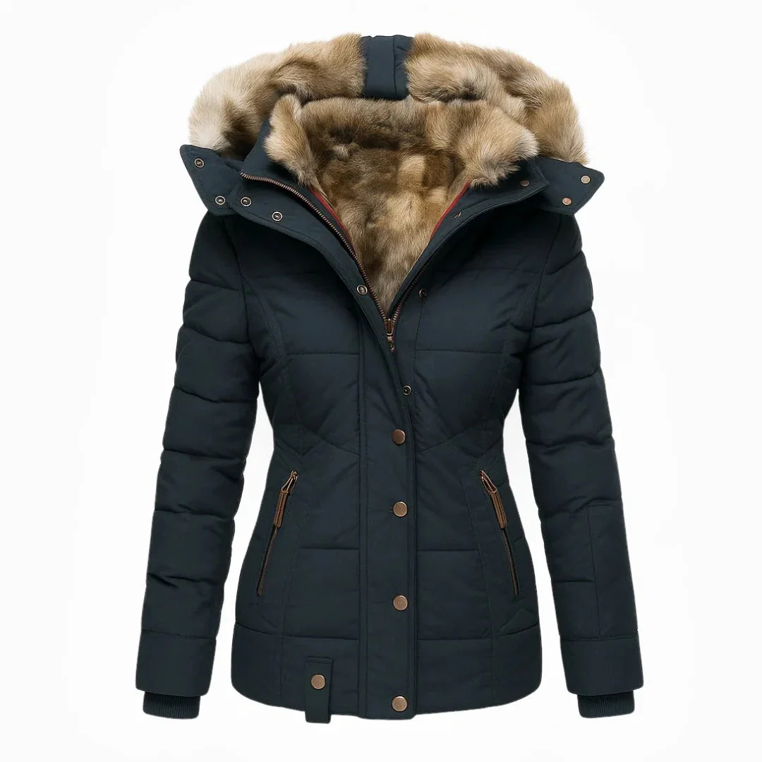 Manteau d’hiver femme élégant avec col en fausse fourrure - Image 6