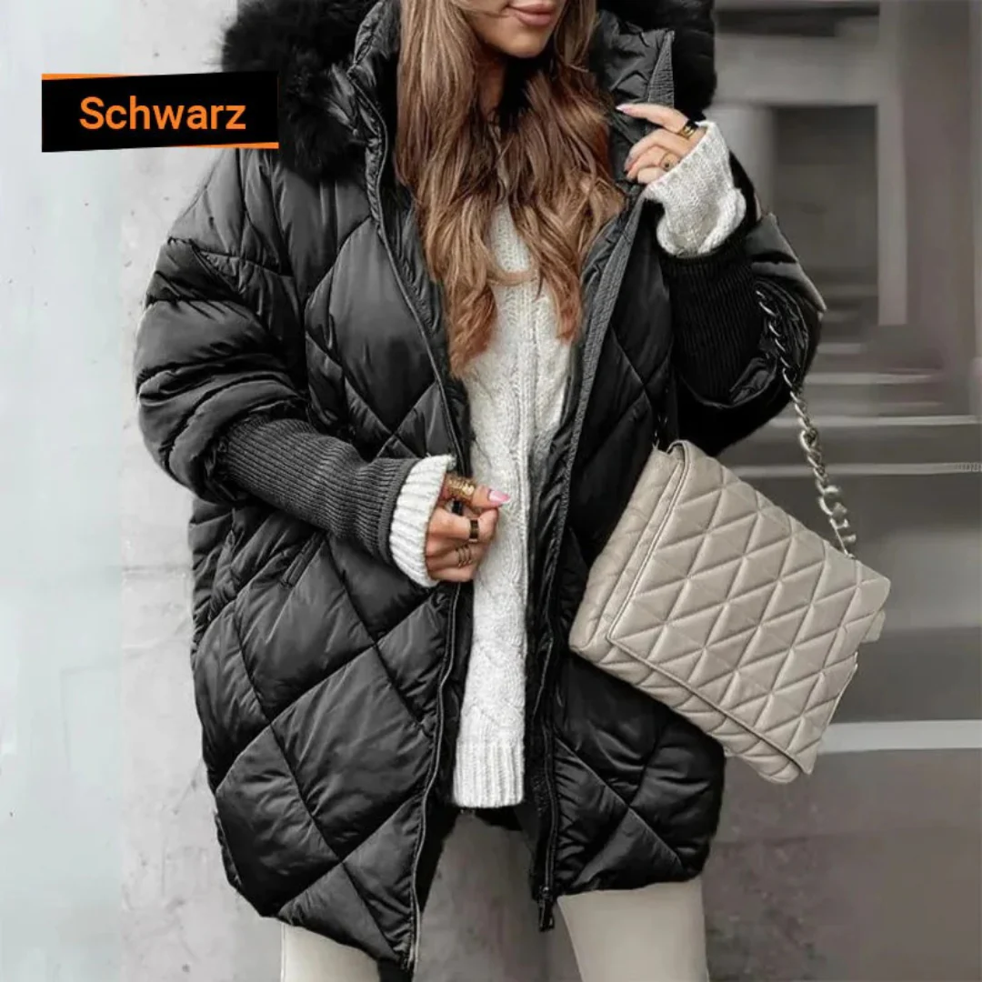Manteau dâhiver pour femme avec capuche en fausse fourrure - Image 4