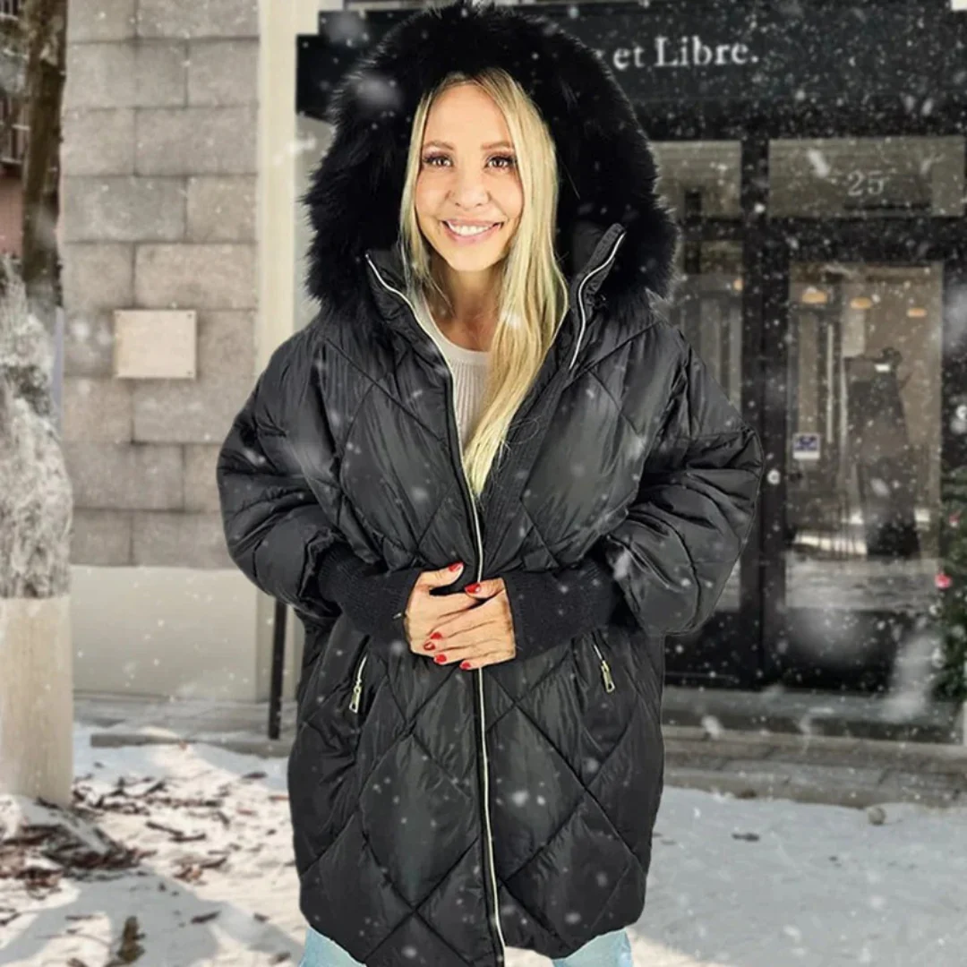 Manteau dâhiver pour femme avec capuche en fausse fourrure - Image 5