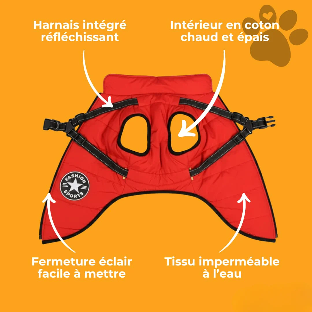 Manteau imperméable pour chien avec harnais intégré - Image 7