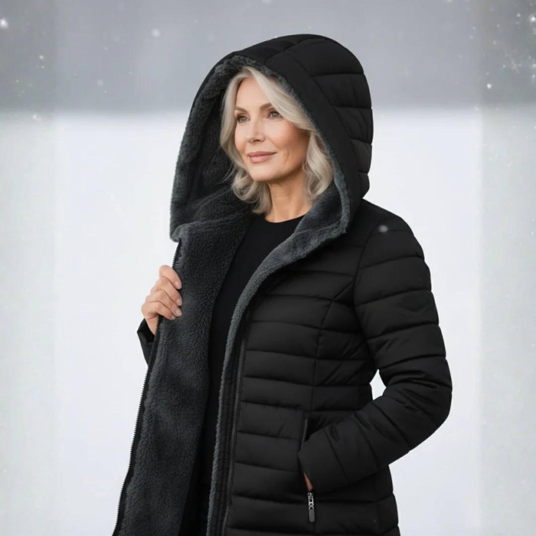 Manteau matelassé long doublé polaire - Image 7