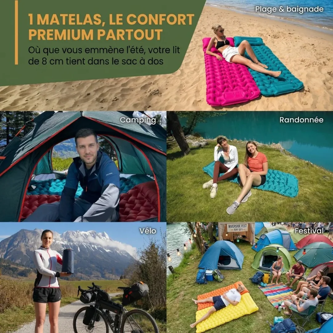 Matelas de Camping Gonflable Léger avec Pompe Intégrée - Image 15
