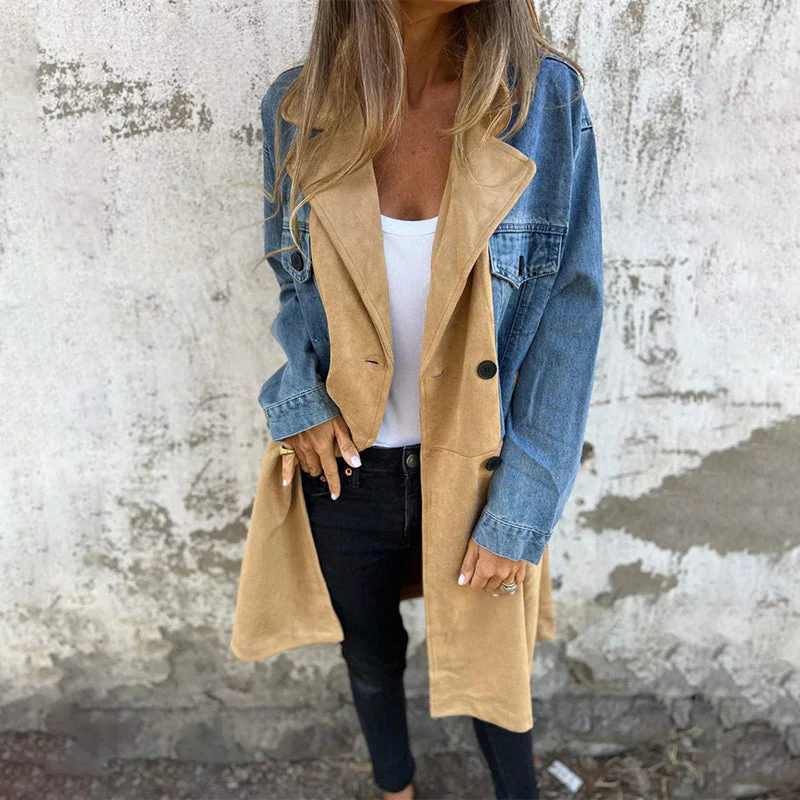 Trench-coat mi-long avec surpiqûres en denim - Image 4