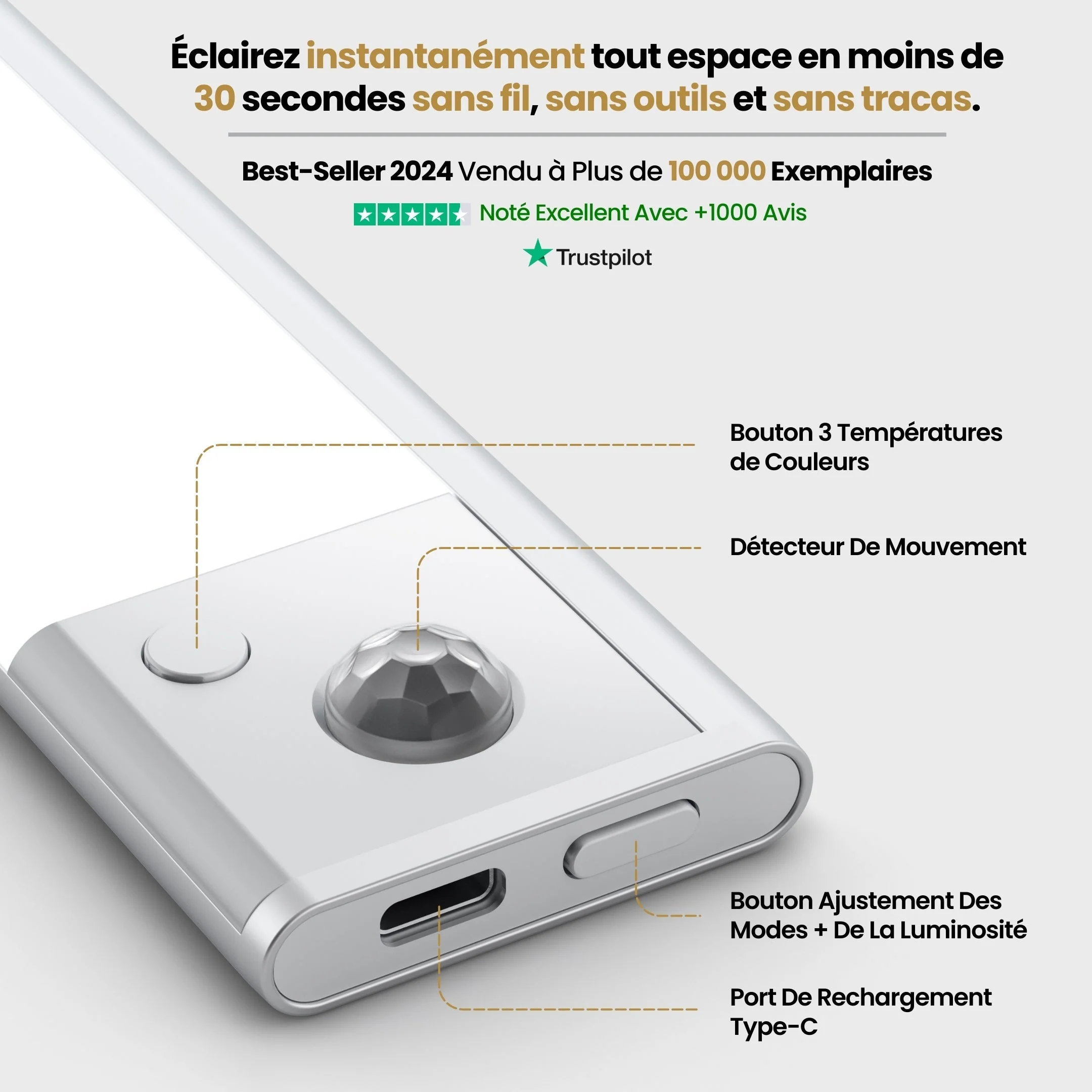 Mouvement 3.0™ | Réglette LED sans fil à détecteur de mouvements - Image 13