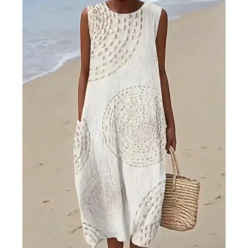 Robe longue texturée sans manches - Image 5