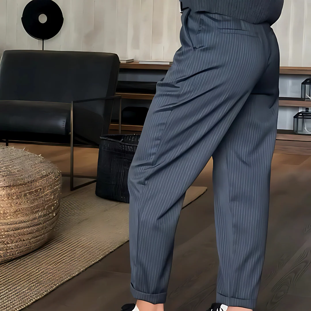 Pantalon Blazer Droit Casual Taille Haute Femme - Image 3